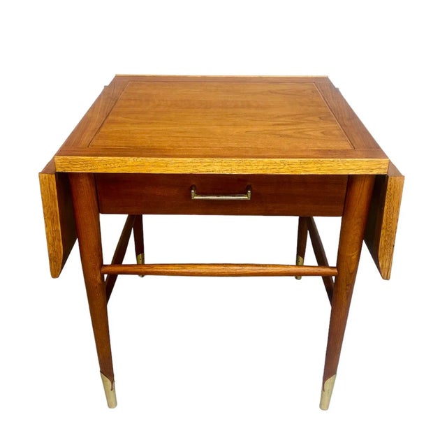 1950s Mid Century Modern Lane Copenhagen Drop Leaf Walnut Side Table