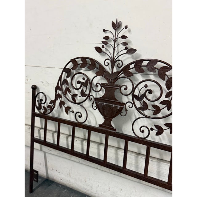 Queen Size Wrought Iron Botanical Scrollwork Headboard For Sale In San Francisco - Image 6 of 12