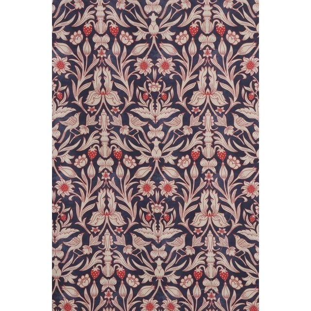 Strawberry Bird Cotton Navy / Red Fabric - Sample For Sale