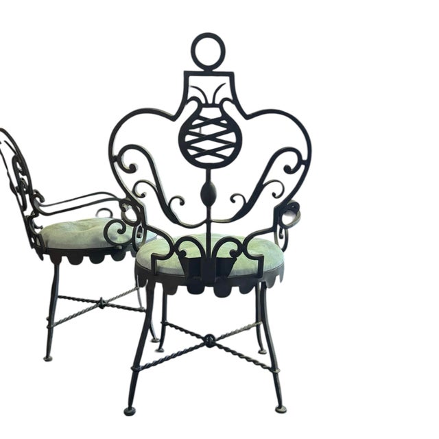 Gilbert Poillerat Mid-20th Century French Neoclassical Art Deco Wrought Iron Armchairs in the Manner of Gilbert Poillerat - Pair For Sale - Image 4 of 17