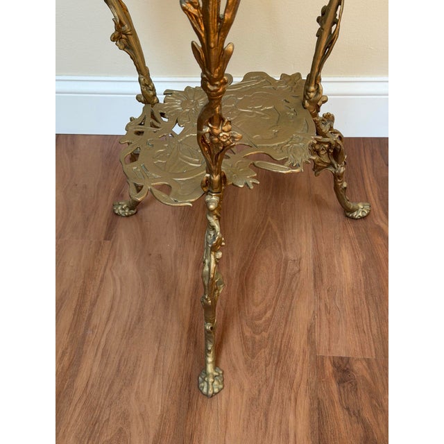 Metal Vintage Art Nouveau Swan Pedestal Side Table Plant Stand For Sale - Image 7 of 16