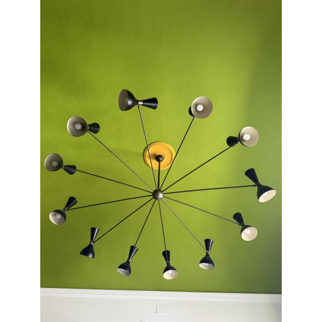 Large Vintage Brass Chandelier, 1950s For Sale - Image 10 of 11