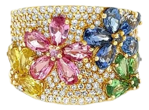 Effy 14k Yellow Gold Watercolors Gems & Diamond Ring - Size 5.5
