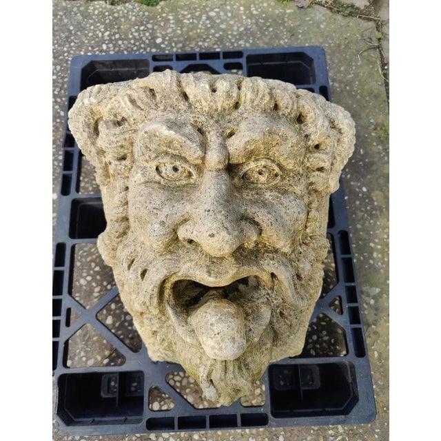 Unique mask, marble keystone. The work depicts a grotesque or fantastical face, sometimes with an apotropaic function to...