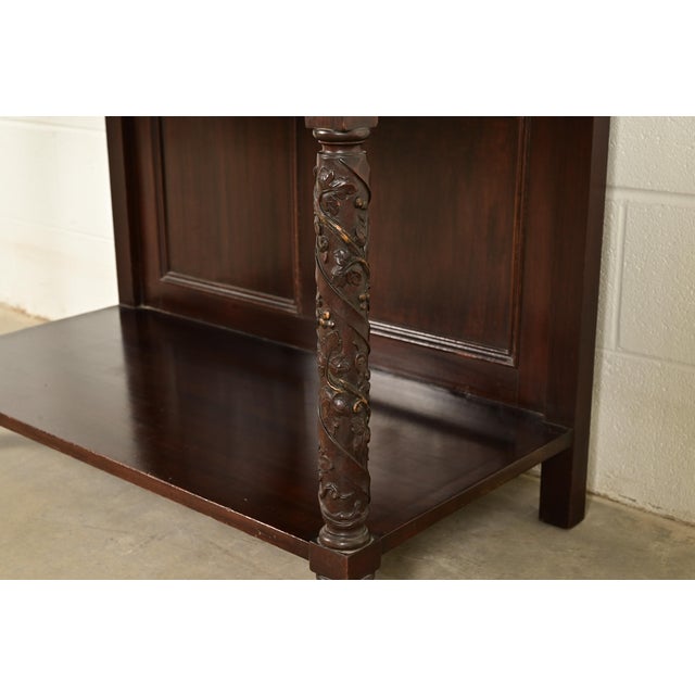 Antique English Victorian or Gothic Revival Carved Walnut Drop Front Secretary Desk | Circa 1880s For Sale - Image 10 of 14
