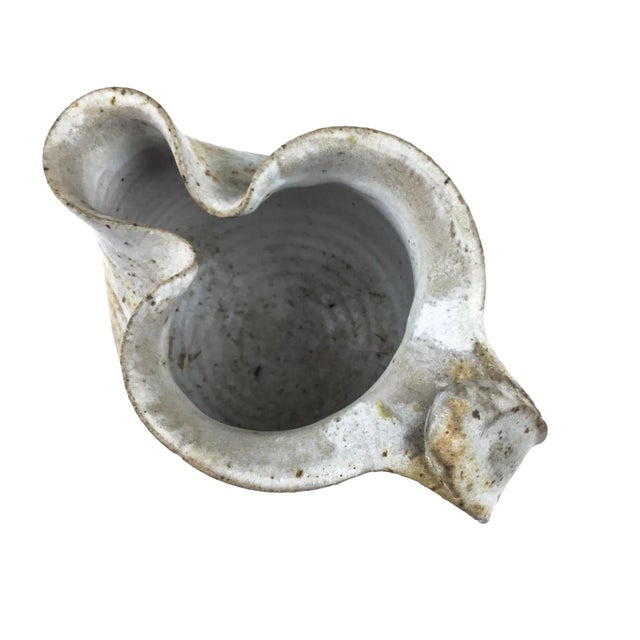 Shabby Chic Vintage Studio Pottery Glazed Pottery Pitcher For Sale - Image 3 of 13