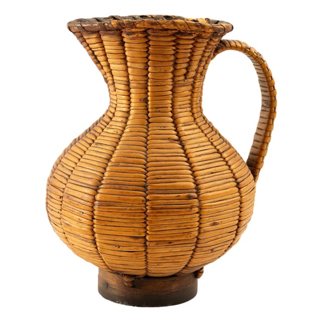 Spanish Wicker Jug, 1960s For Sale