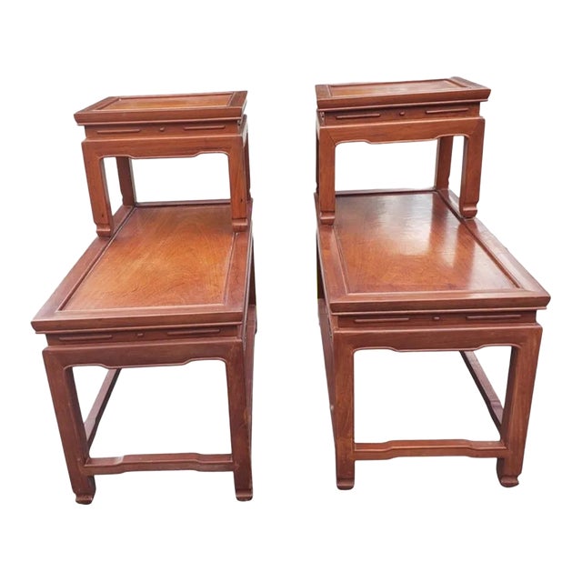 A Pair of George Zee Two Tier Rosewood Side Tables, Circa 1960s For Sale