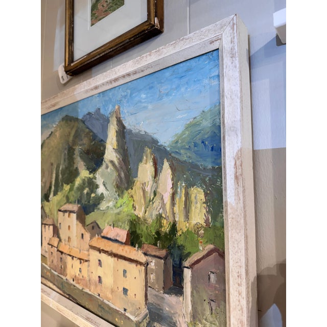 This is a beautiful French oil painting. The artist has captured the countryside of what looks to be late summer in muted...