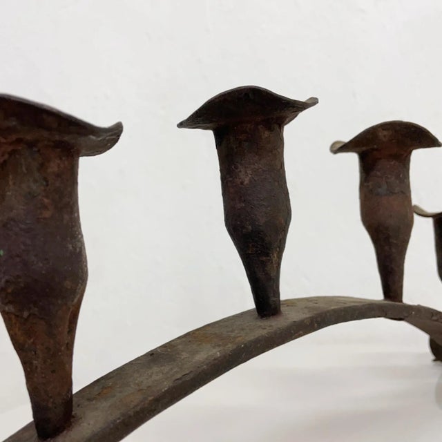1940s Spanish Colonial Rustic Iron Scroll Five Arm Candle Holder Chairish