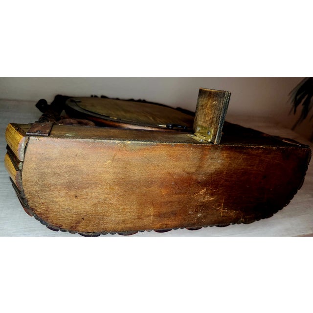 19th C. Victorian Cast Iron & Hand-Cut Bamboo Tabletop Swing Vanity Mirror For Sale - Image 12 of 12