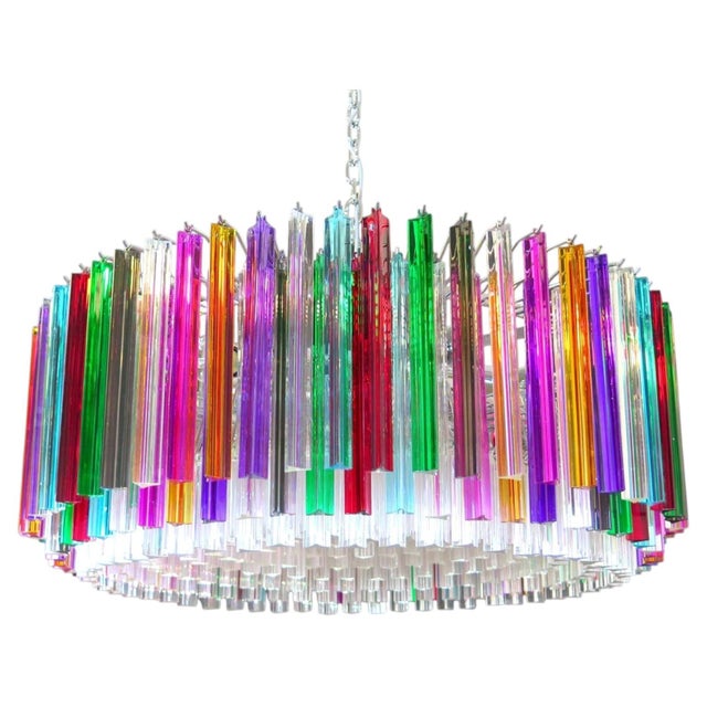 Contemporary Large Italian Pendant Light with 393 Multicolored Prisms from Justfurnituress SRL For Sale - Image 3 of 12