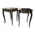 Pair Italian Style Black Side Tables Set With Bronze Details For Sale