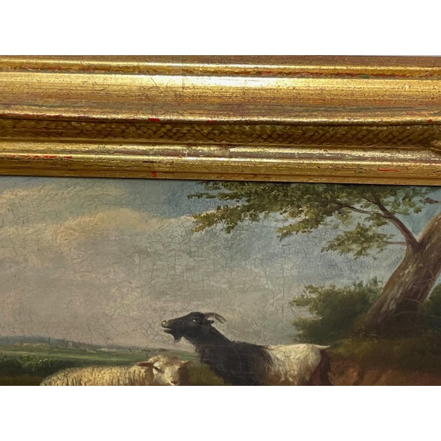 Antique Belgian Sheep Paintings Pair, Franz Van Severdonck Oil on Panel Pastoral Farm Scenes For Sale - Image 4 of 18