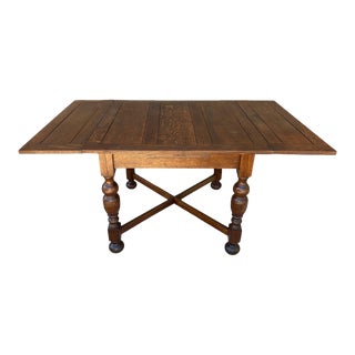 1930s Oak Draw Leaf Table For Sale