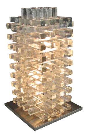 Albano Poli for Poliarte Jenga Stacked Clear Italian Glass Table Lamp