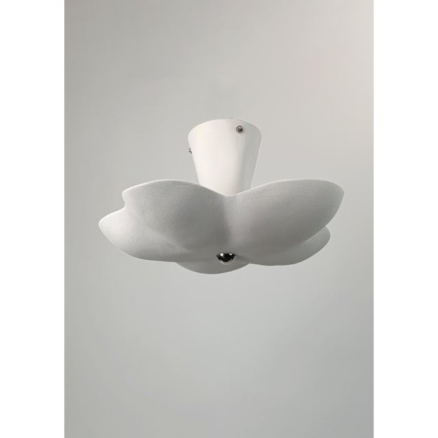 Hand-Sculpted Gesso Ceramic and Polished Chrome Petal Flush Mount by ZAVADSKI, in New conditions. Designed from 2000 Up to...