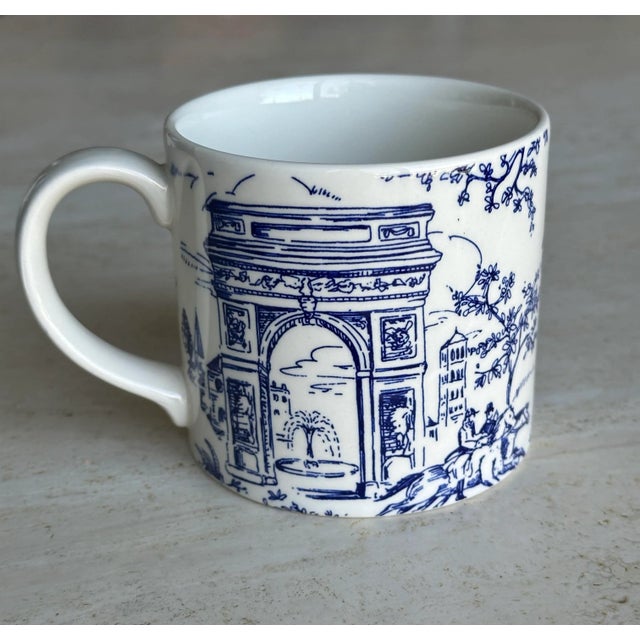 2000 - 2009 Tiffany & Co. Mugs - Scenes of New York Toile Blue and White, Pair For Sale - Image 5 of 10