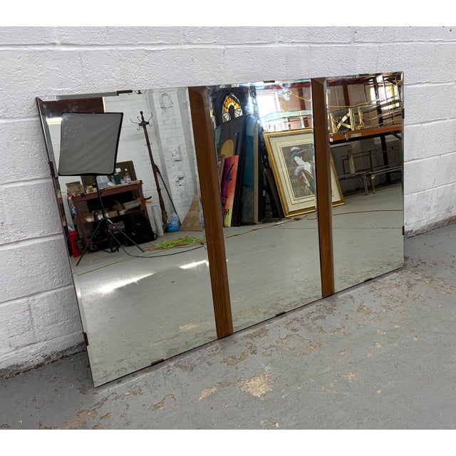 Large Beveled Mid 20th Century Wall Mirror For Sale - Image 4 of 11