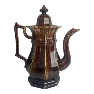 19th Century Bennington Rockingham Earthenware Coffee Pot For Sale