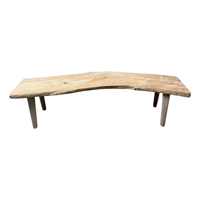 Andrianna Shamaris Curved St. Barts Teak Wood Bench For Sale