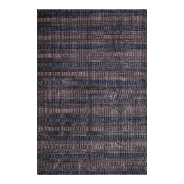 Chic Grass Black/Ivory Wool Rug - 8'4''x9'8'' For Sale