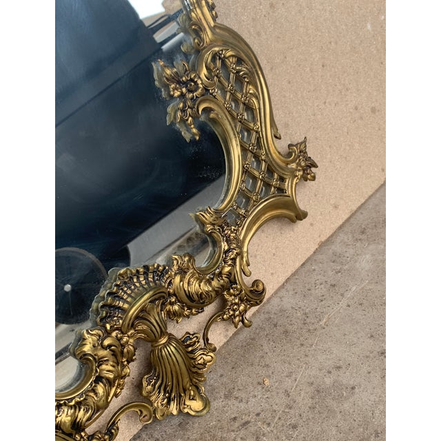 19th French Baroque Handmade Bronze Mirror With Reliefs For Sale In Miami - Image 6 of 8