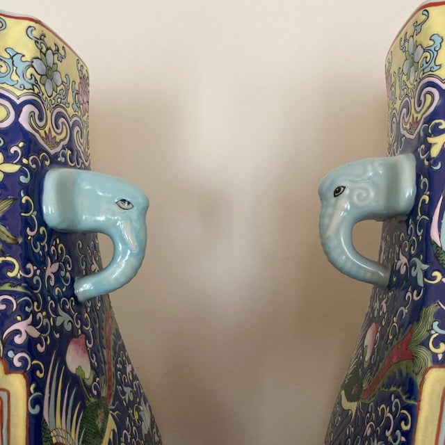 Vintage Oversized Hand Painted Asian Jars ~ a Pair For Sale - Image 12 of 12