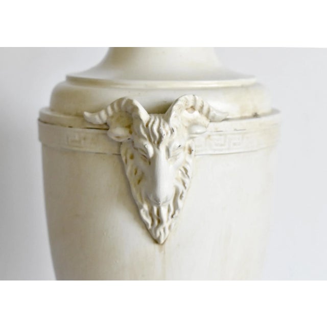 Antique White Vintage Mid-Century Ram's Head Neoclassical Table Lamp For Sale - Image 8 of 13