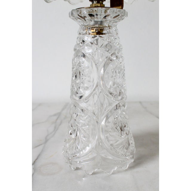 Vintage Cut Crystal Boudoir Table Lamp W/ Matching Shade For Sale - Image 10 of 11