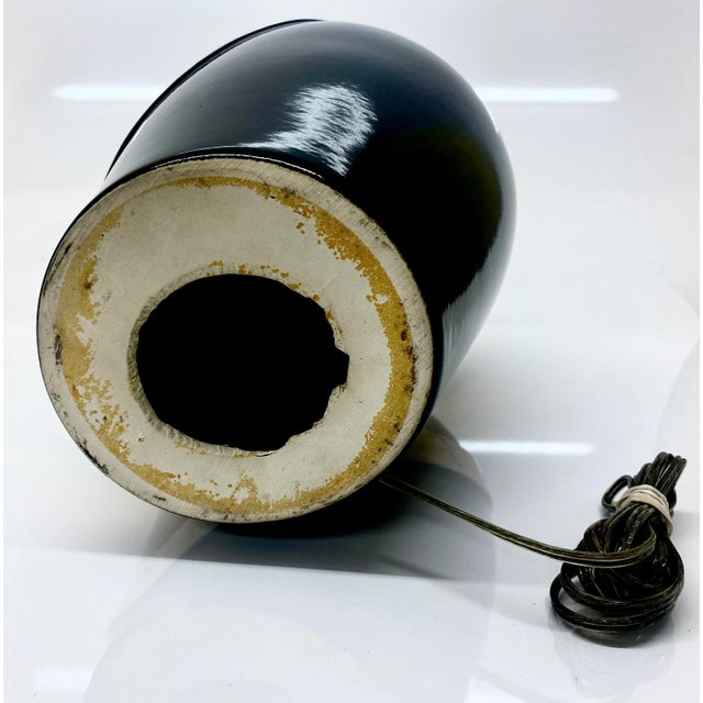 Black Relocation Super Sale! 1980s Black and Gold Sashed Ceramic Table Lamp For Sale - Image 8 of 10