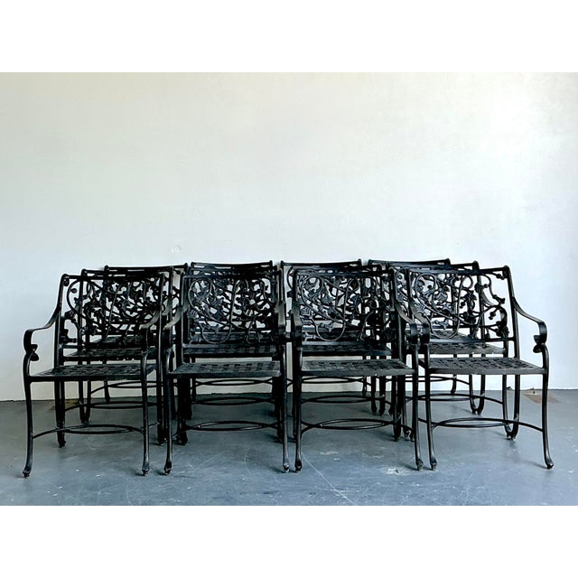 Mid-Century Modern Vintage Black Wrought Iron Dining Chairs - Set of 12 For Sale - Image 3 of 12