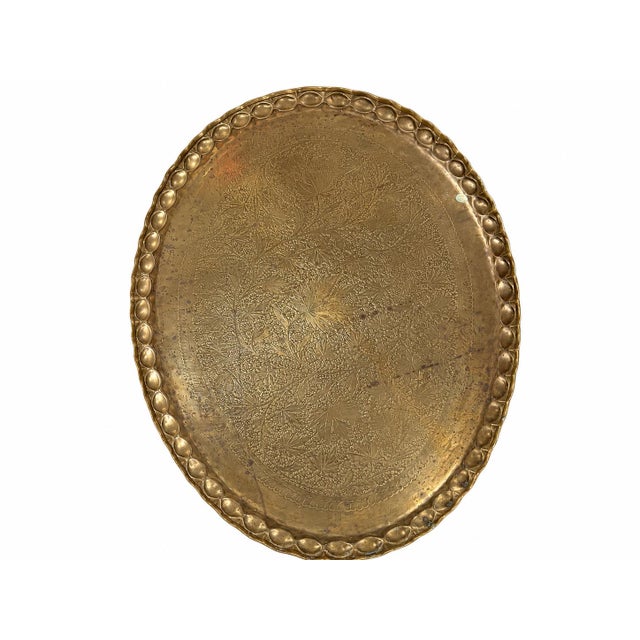 Vintage Moroccan Brass Tray Top Table With Folding Spider-Leg Base For Sale - Image 9 of 10