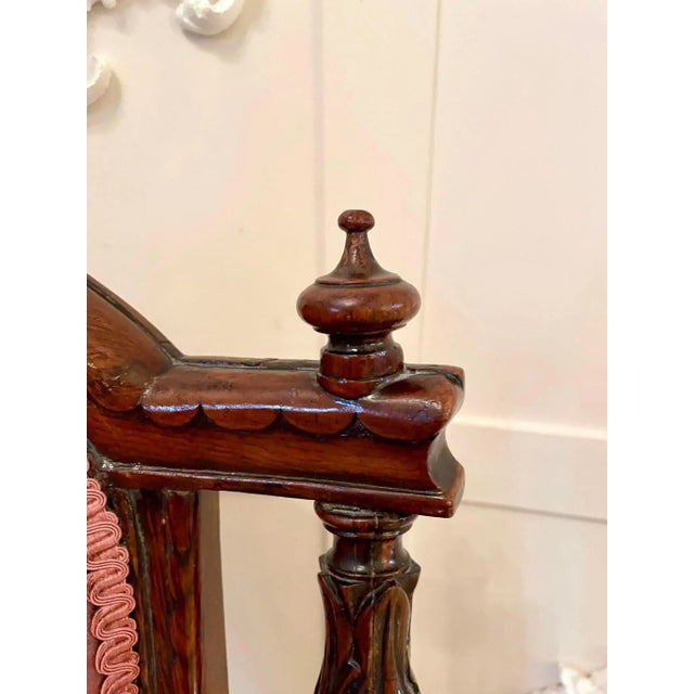 19th Century Victorian Carved Walnut Lady's Chair For Sale - Image 4 of 8