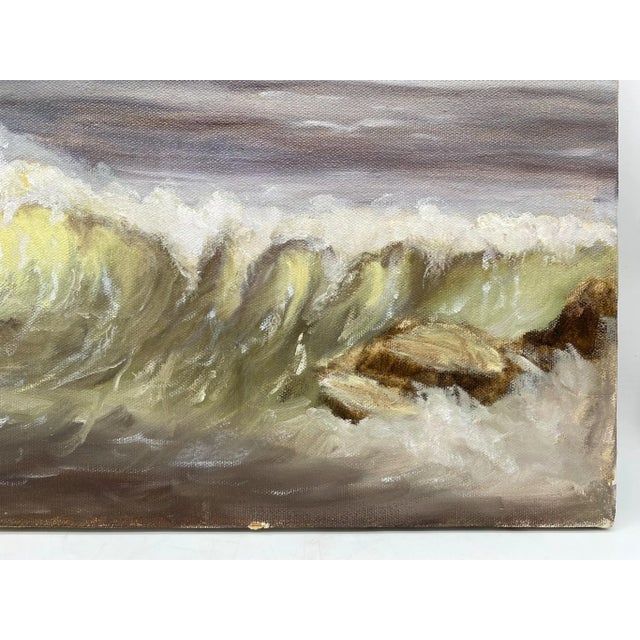 1940s 1940s East Coast Original Signed Oil Painting Seascape For Sale - Image 5 of 13