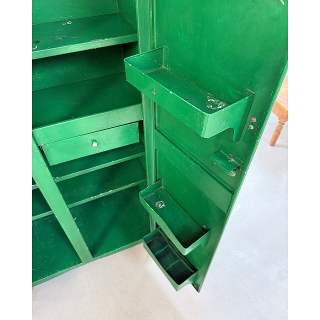 Vintage Green Metal Cabinet, 1950s For Sale - Image 6 of 14