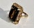 Mid-Century Modern Smoky Topaz 14k Yellow Gold Cocktail Ring Size 6.5 For Sale - Image 3 of 8