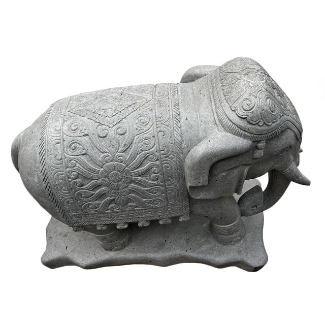 Early 21st Century Vintage Stone Carved Elephant Statue For Sale - Image 5 of 11