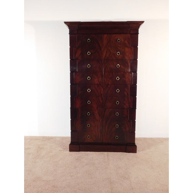 Thomas Pheasant for Baker Furniture Massive Flame Mahogany Empire Linen Press For Sale - Image 13 of 15