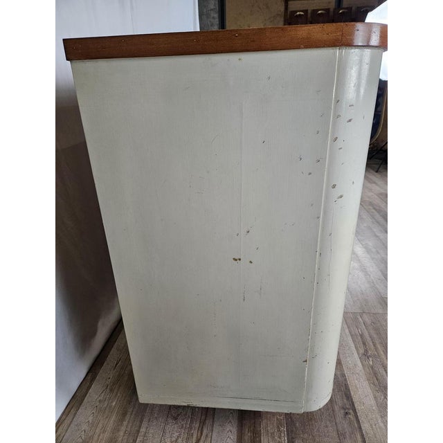 Country / rustic style belief of Italian production Mid Century 1950s. The furniture is in white lacquered wood with large...