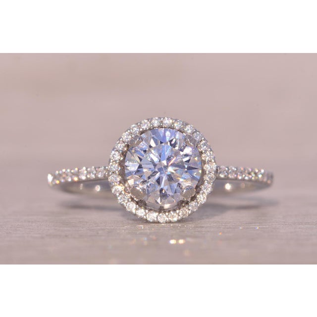 The Champ: Halo Set Natural Diamond Engagement Ring in White Gold For Sale - Image 9 of 11