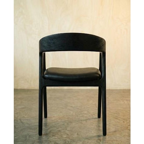 "The Shadowline" Custom Dining Table Set: Walnut & Ebonized Ash Table With 8 Leather Chairs For Sale - Image 11 of 11