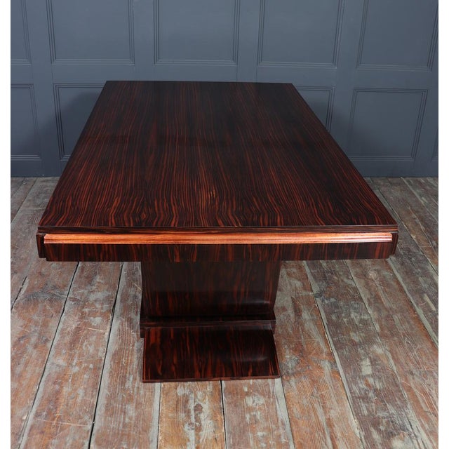 Brown Art Deco French Dining Table in Macassar Ebony, 1925 For Sale - Image 8 of 18