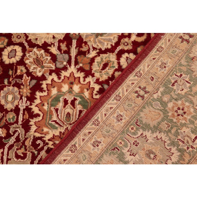 Textile Floral 1990's Pak-Persian Maroon/Green Wool Rug - 6'1'' X 9'0'' For Sale - Image 7 of 9