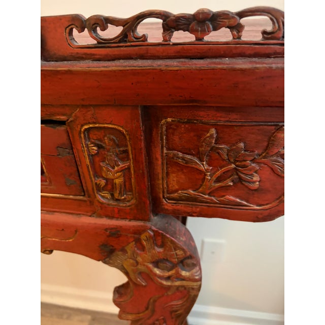 Handmade Chinese, Red Carved Altar For Sale - Image 9 of 9