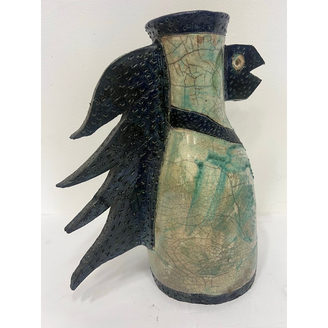 Mid 20th Century Vintage Unique Studio Pottery Vase With Animal Details For Sale - Image 5 of 11