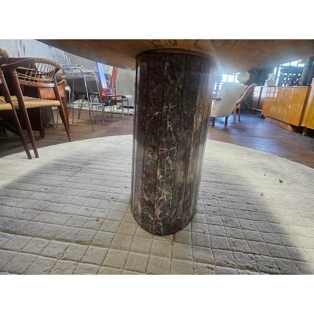 Mid 20th Century Mid 20th Century Exotic Marble Oval Italian Dining Table With Pedestal Base For Sale - Image 5 of 12