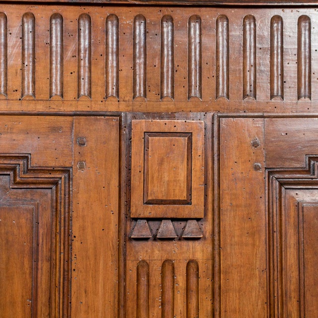 Rare 18th Century French Period Louis XVI Carved Walnut Armoire From Limoges For Sale - Image 10 of 17