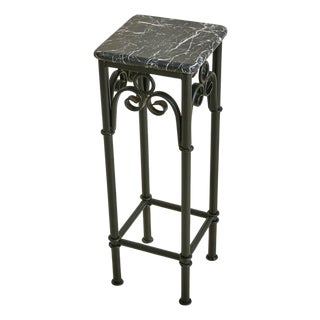 French Black Marble + Metal Side Table, 1950s - 2 Available For Sale