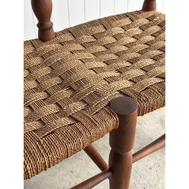 Vintage Double Bench With Woven Cord Seat, C. 1950 For Sale - Image 16 of 18